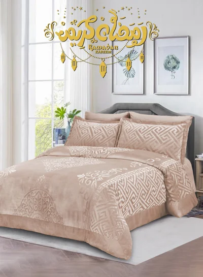 Master Home Textile Velvet Comforter Sets, 5 Pcs Single Size, Fits 120 x 200 cm Single Size Bed, With Removable Filling, Soft, Warm